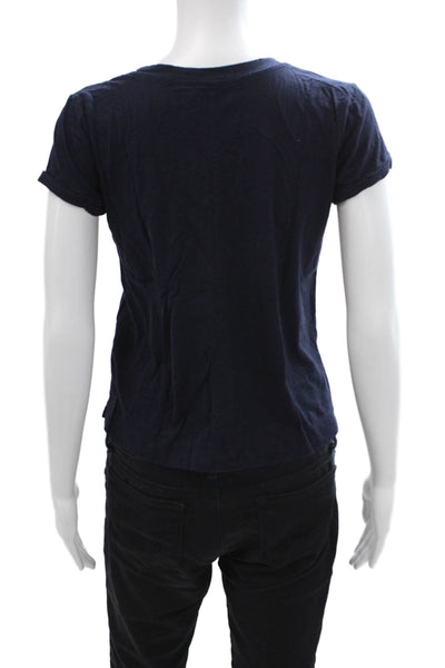 Loft Womens Basic Dark Blue Cotton Crewneck Short Sleeve T-Shirt Size S
