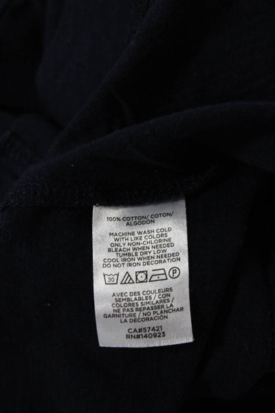 Loft Womens Basic Dark Blue Cotton Crewneck Short Sleeve T-Shirt Size S