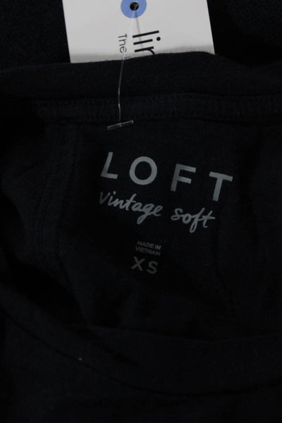 Loft Womens Basic Dark Blue Cotton Crewneck Short Sleeve T-Shirt Size S