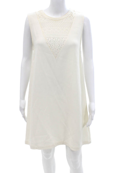 Rebecca Minkoff Womens Shift Dress Beige Sleeveless Crew Neck Above Knee Size M