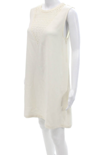 Rebecca Minkoff Womens Shift Dress Beige Sleeveless Crew Neck Above Knee Size M