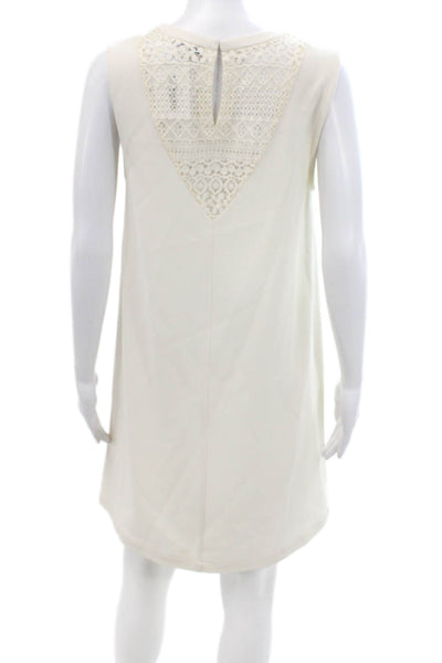 Rebecca Minkoff Womens Shift Dress Beige Sleeveless Crew Neck Above Knee Size M