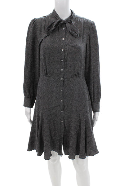 Rebecca Taylor Women Shirt Dress Black Polka Dot Long Sleeve Size 6