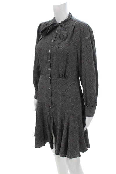 Rebecca Taylor Women Shirt Dress Black Polka Dot Long Sleeve Size 6