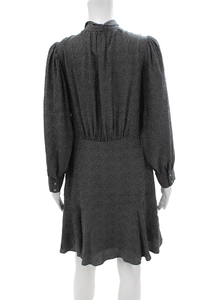 Rebecca Taylor Women Shirt Dress Black Polka Dot Long Sleeve Size 6