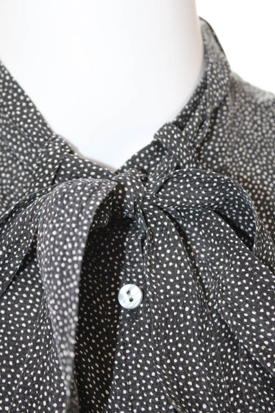 Rebecca Taylor Women Shirt Dress Black Polka Dot Long Sleeve Size 6