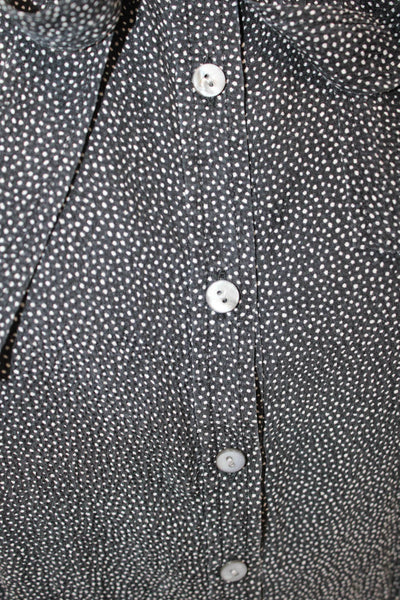 Rebecca Taylor Women Shirt Dress Black Polka Dot Long Sleeve Size 6