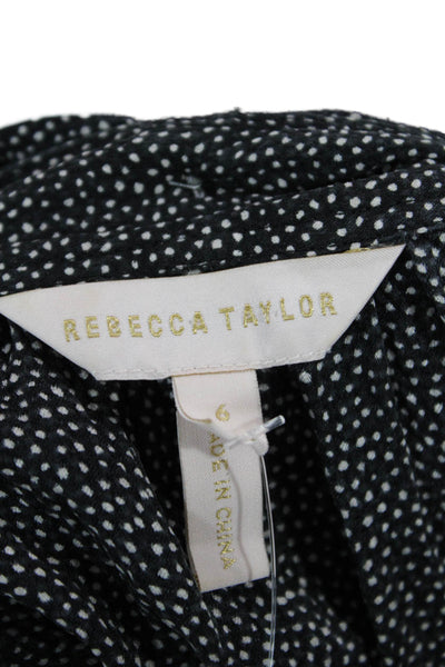 Rebecca Taylor Women Shirt Dress Black Polka Dot Long Sleeve Size 6