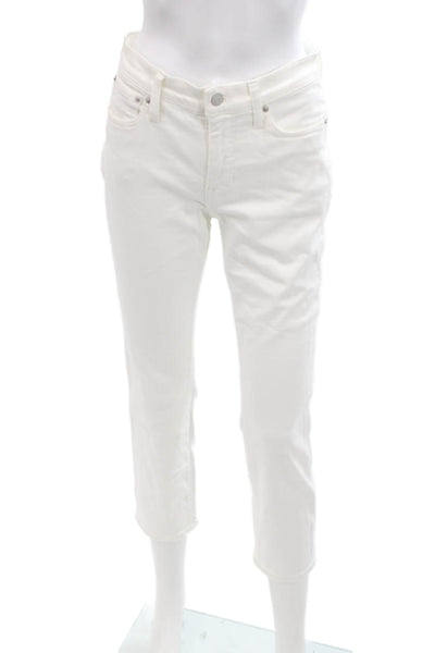 J Crew Women Cropped Straight Jeans White High Rise Size 26P