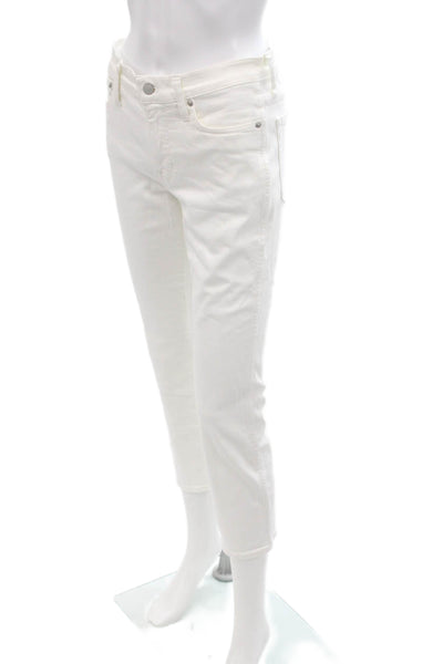 J Crew Women Cropped Straight Jeans White High Rise Size 26P