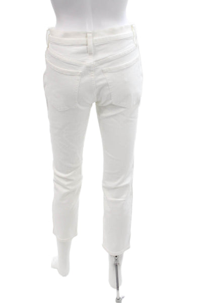 J Crew Women Cropped Straight Jeans White High Rise Size 26P