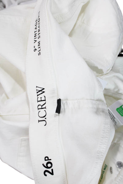 J Crew Women Cropped Straight Jeans White High Rise Size 26P