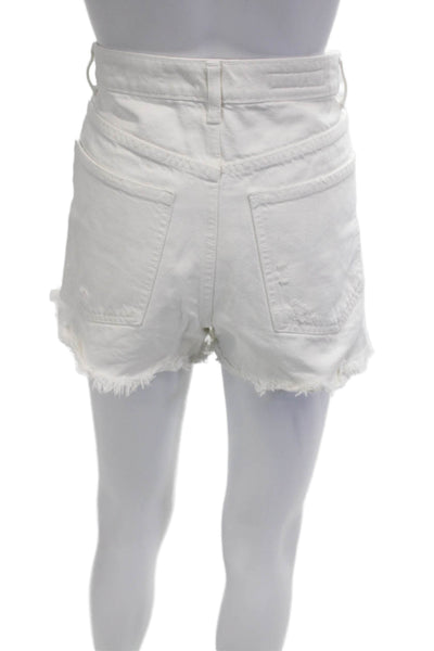 Zara Unisex White Cotton Solid Beach Button Shorts Size 6