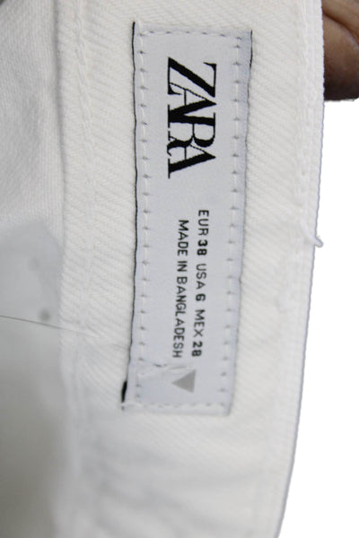 Zara Unisex White Cotton Solid Beach Button Shorts Size 6