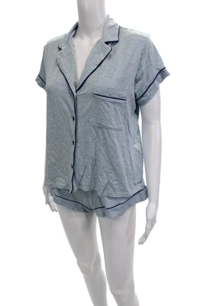 In Bloom by Jonquil Womens Cotton Collared Top Shorts Sleepwear Set Blue Size S