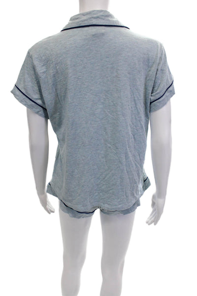 In Bloom by Jonquil Womens Cotton Collared Top Shorts Sleepwear Set Blue Size S