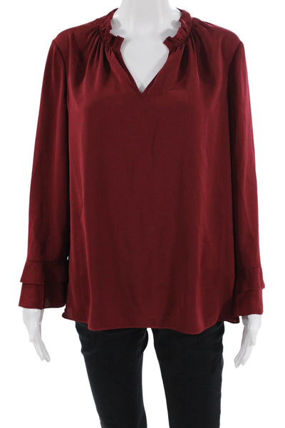 Hobbs London Womens Red V-Neck Tunic Long Sleeve Polyester Size 8