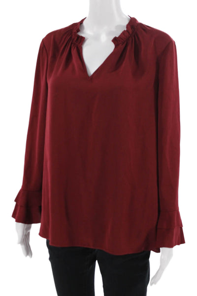 Hobbs London Womens Red V-Neck Tunic Long Sleeve Polyester Size 8