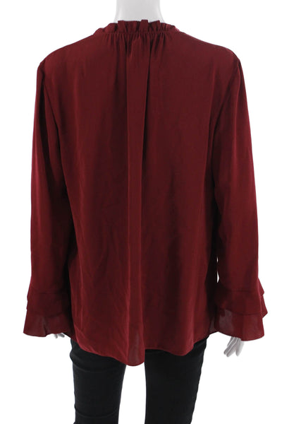 Hobbs London Womens Red V-Neck Tunic Long Sleeve Polyester Size 8