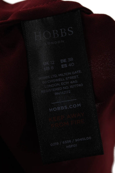 Hobbs London Womens Red V-Neck Tunic Long Sleeve Polyester Size 8