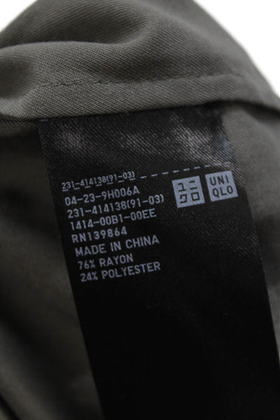 Uniqlo Women Dark Gray Collared Long Sleeve Button-Up Basic Shirt Size M