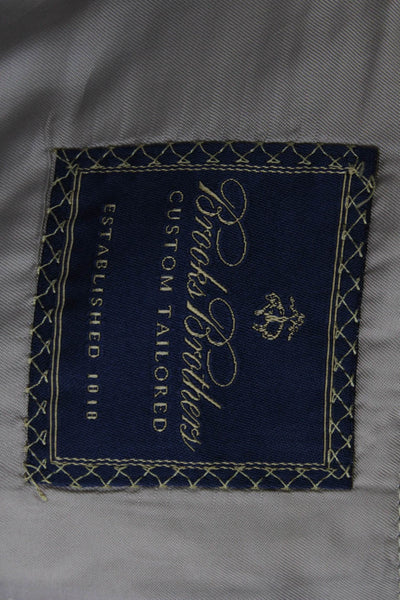Brooks Brothers Men Beige Check Pure Wool Sport Coat Collared Button Size 44