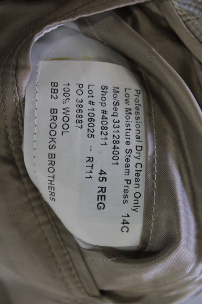 Brooks Brothers Men Beige Check Pure Wool Sport Coat Collared Button Size 44