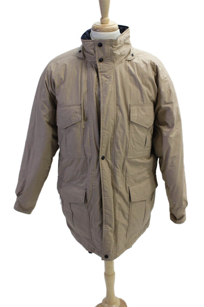 Gant Mens Parka Beige Button High Neck Long Sleeve Size L