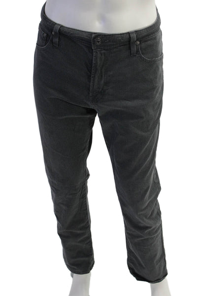 AG Adriano Goldschmied Mens Dark Gray Check Pants Cotton Stretch Size 36