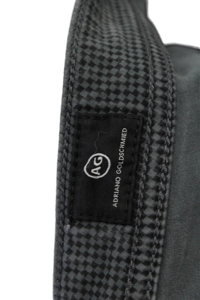 AG Adriano Goldschmied Mens Dark Gray Check Pants Cotton Stretch Size 36