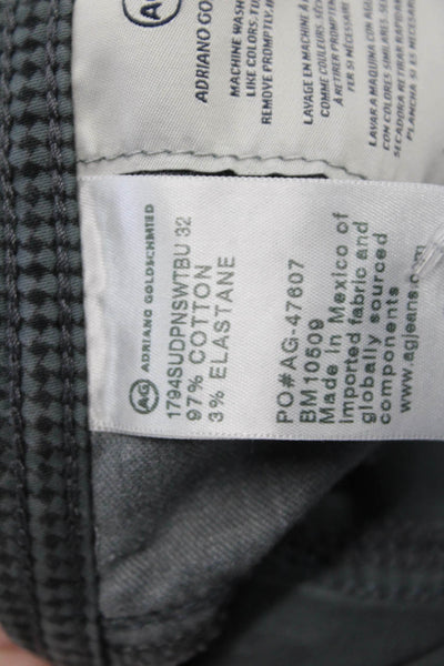 AG Adriano Goldschmied Mens Dark Gray Check Pants Cotton Stretch Size 36