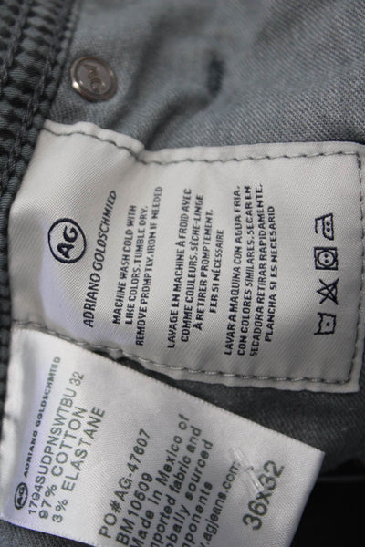 AG Adriano Goldschmied Mens Dark Gray Check Pants Cotton Stretch Size 36