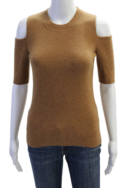 Intermix Women Pullover Brown Cashmere Wool Crew Neck Sleeveless Size S