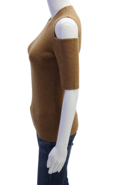 Intermix Women Pullover Brown Cashmere Wool Crew Neck Sleeveless Size S