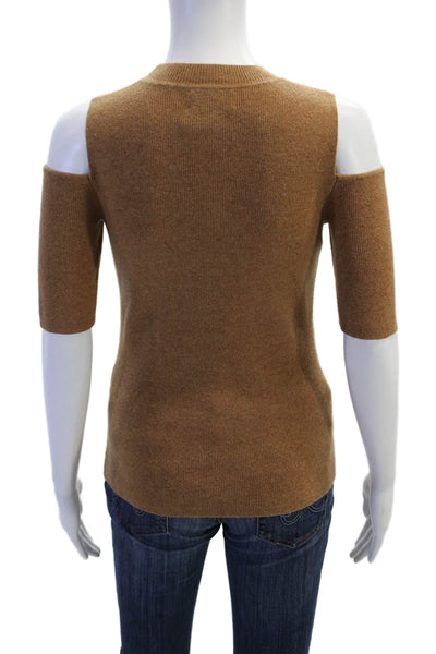 Intermix Women Pullover Brown Cashmere Wool Crew Neck Sleeveless Size S