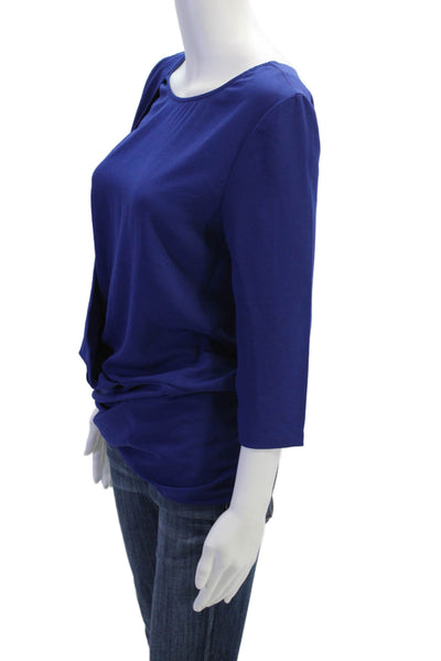 IRO Women Blue Round Neck 3/4 Sleeve Blouse Size 1