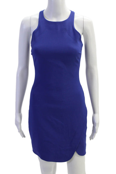 Elizabeth & James Women Bodycon Mini Dress Blue High Neck Sleeveless Size 2
