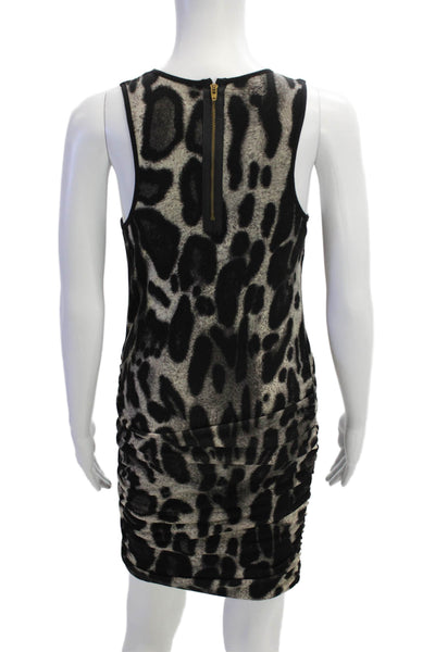 Karina Grimaldi Women Bodycon Tank Dress Beige Sleeveless Round Neck Zip Size S