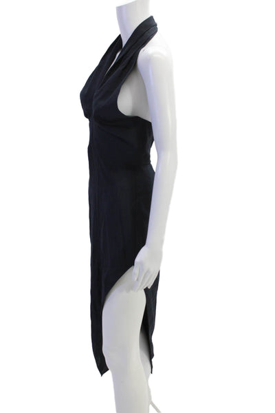 The Sei Women Bodycon Sheath Dress Navy V-Neck Sleeveless Zip Size 0