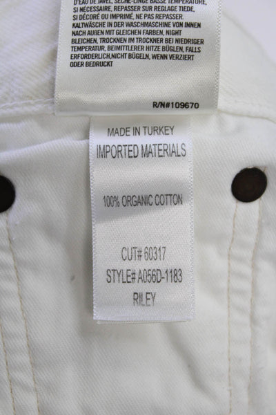 Agolde Women Cropped Straight White Jeans Organic Cotton Button Size 25