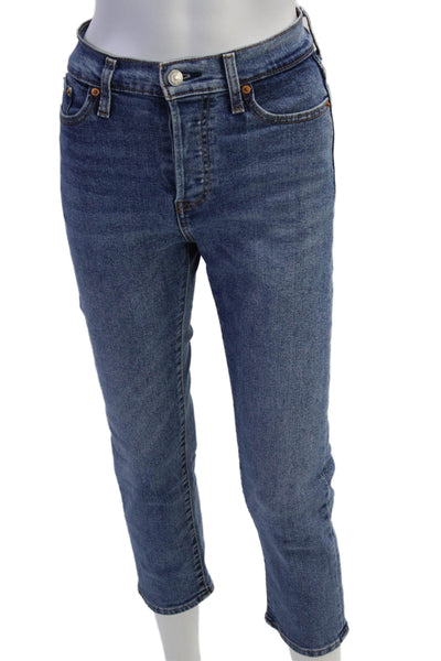 Levis Womens Cropped Straight Blue Mid Rise Jeans Size 25