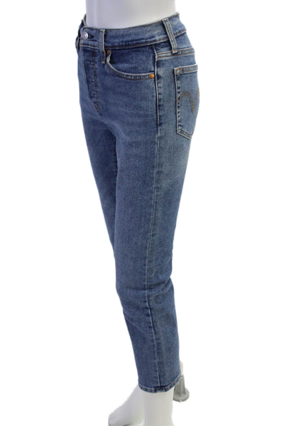 Levis Womens Cropped Straight Blue Mid Rise Jeans Size 25