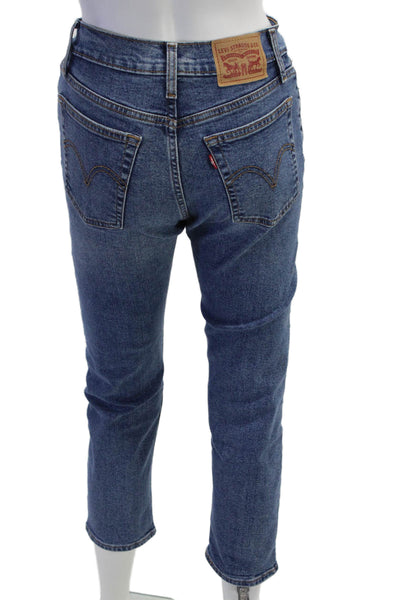 Levis Womens Cropped Straight Blue Mid Rise Jeans Size 25