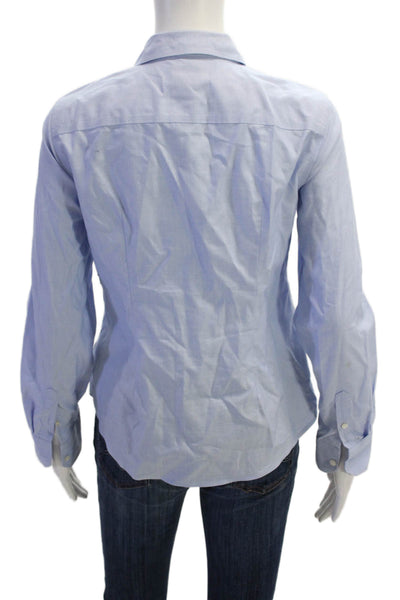 Talbots Women Light Blue Cotton Collared Long Sleeve Basic Button-Up Size 2