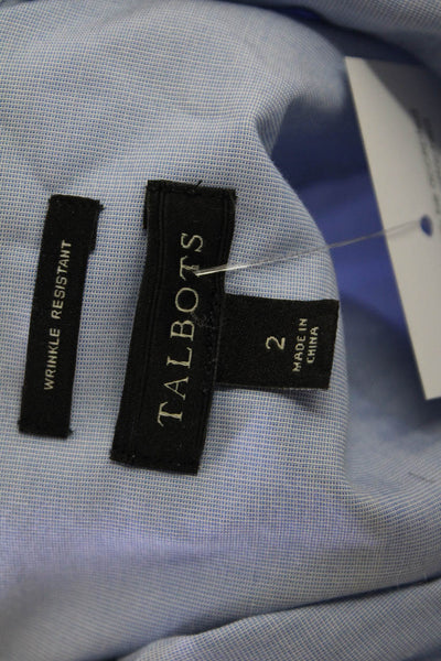 Talbots Women Light Blue Cotton Collared Long Sleeve Basic Button-Up Size 2