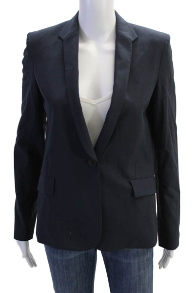 Theyskens Theory Women Dark Blue Wool Blazer V-Neck Button Size 0