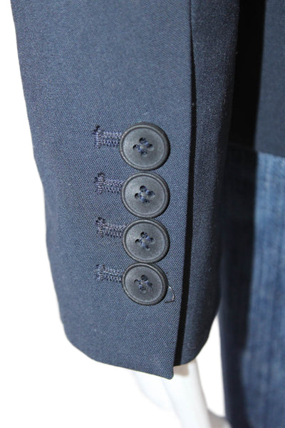 Theyskens Theory Women Dark Blue Wool Blazer V-Neck Button Size 0