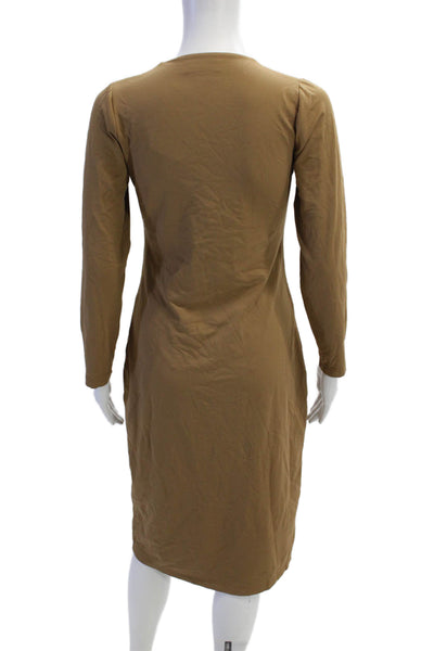 Babaton Women Sheath Dress Brown V-Neck Long Sleeve Size L