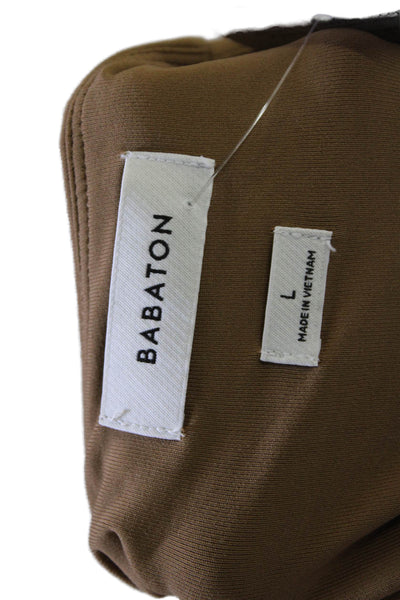 Babaton Women Sheath Dress Brown V-Neck Long Sleeve Size L