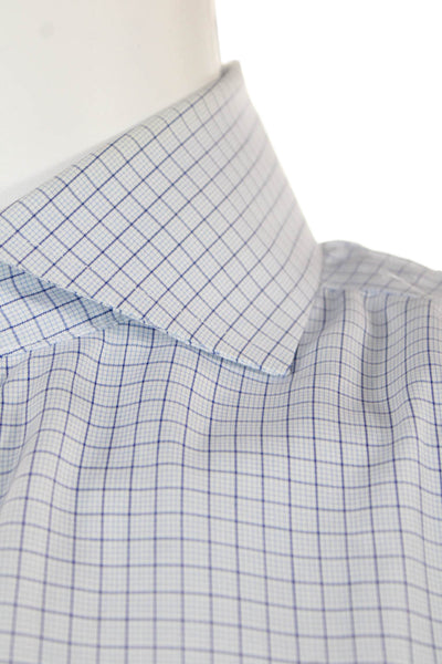Charles Tyrwhitt Mens Grid Print Long Sleeve Button Up Shirt Blue Size 41/16